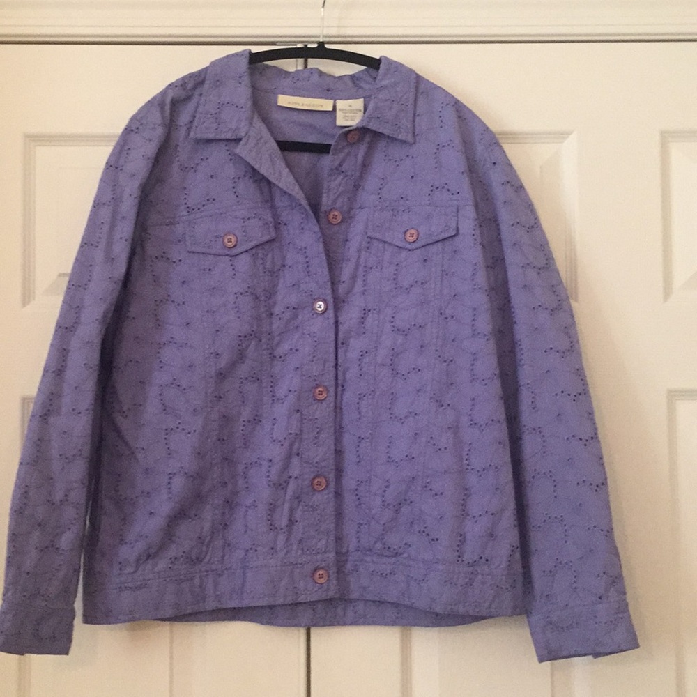 💯%Cotton M Appleseed’s Eyelet Jacket Light Purple Periwinkle